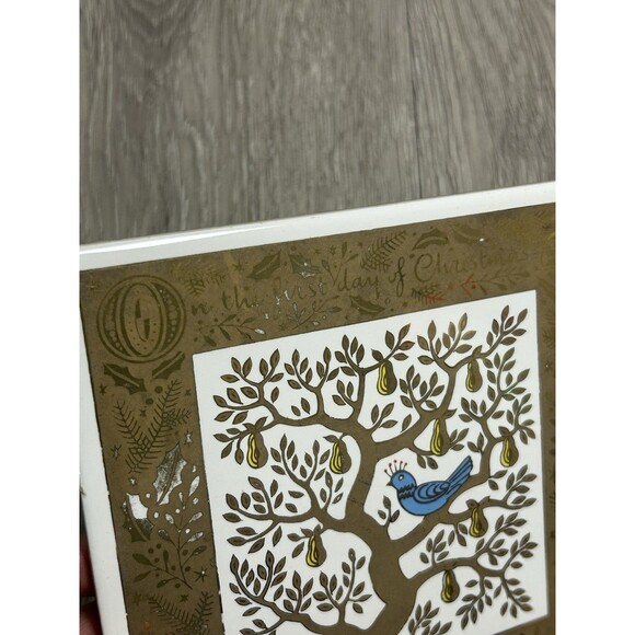 VTG MCM Berggren Tile Trivet First Day of Christmas Partridge Pear Tree Gold - Picture 3 of 8